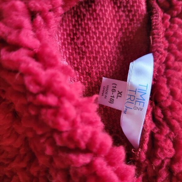 Cozy Red Fleece Sweater With Sequin Polar Bear Design & Scarf XL NWT - Picture 4 of 4